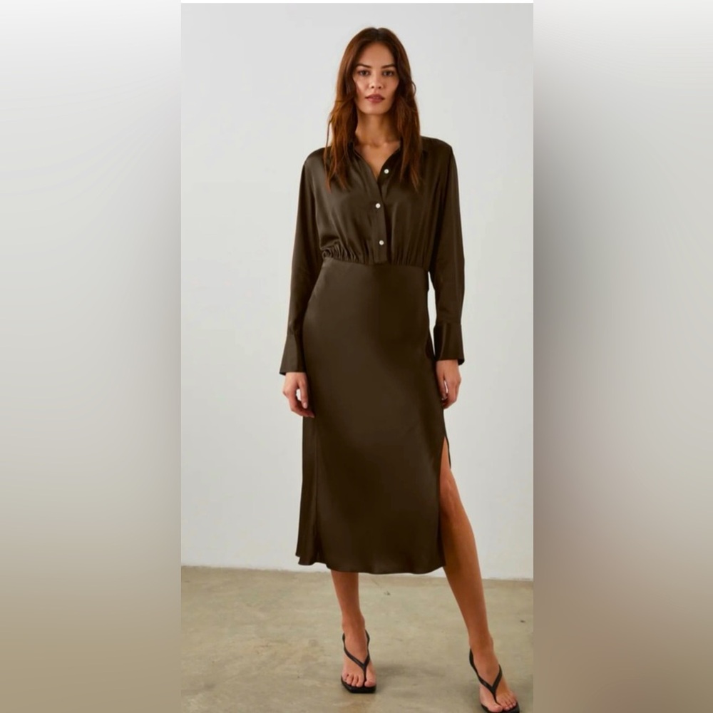 Rails Open Back Long Sleeve Satin Dress